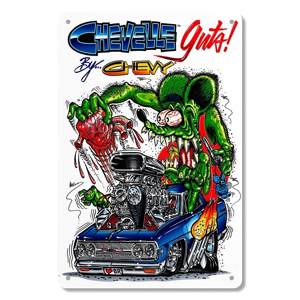 Vintage Collectible Show - Arte de Parede Metálica Hot Rod