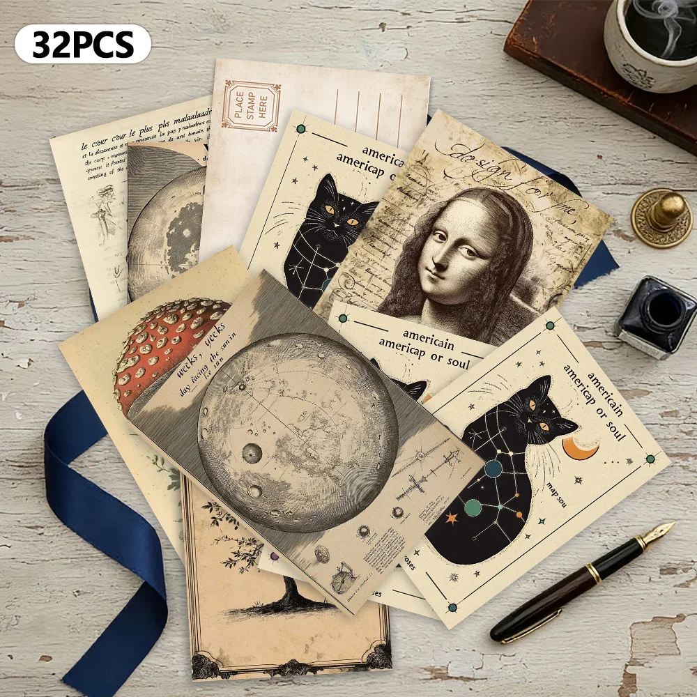 Collectible Vintage Greeting Cards - 32 peças, estilo vintage, cartões postais,