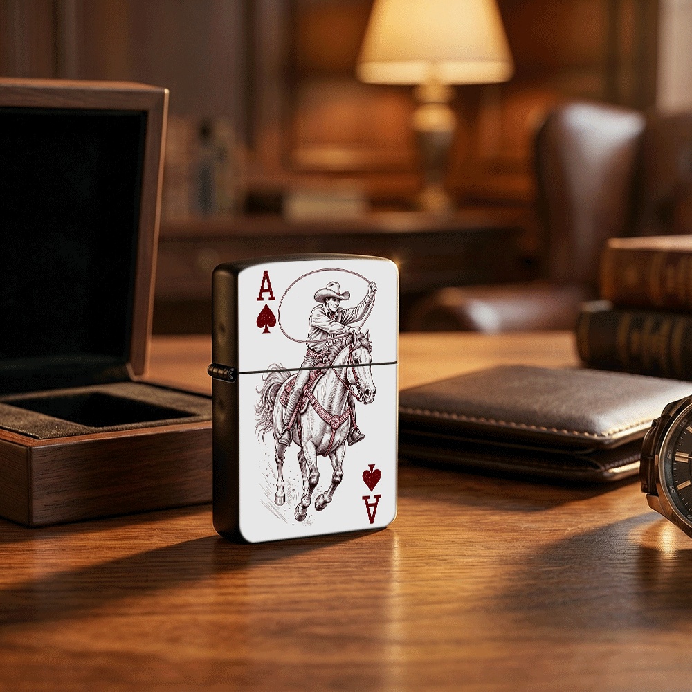 Vintage Collectible Playing Cards - Isqueiro Flip Top com Padrão de