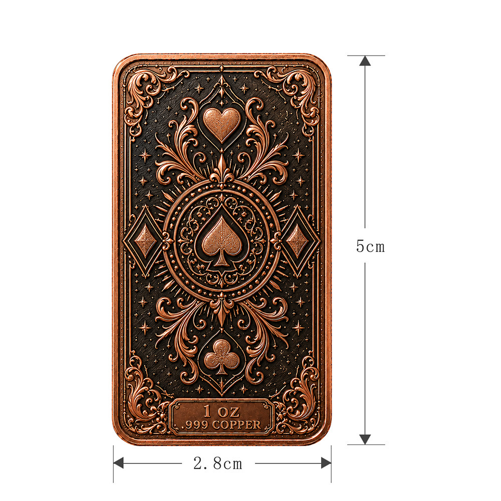 Barra de cobre puro 0,999 onça - Vintage Collectible Playing Cards avaliação e preço